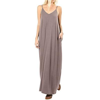 China Wholesale Breathable Loose Soft Material Women Simple Casual Sleeveless Long Dress Maxi Dress With Side Pockets for sale