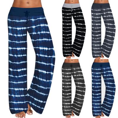 China 2022 wholesale women's breathable casual pants fashion loose lace-up tie dyed straight sports pants for women for sale