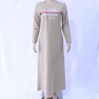 China Polyester Ready to Ship Junyuan 2019 Winter New Middle East Dubai Lady Plus Size Muslim Woman Islamic Abaya Design Thicker T-shirt Dress for sale