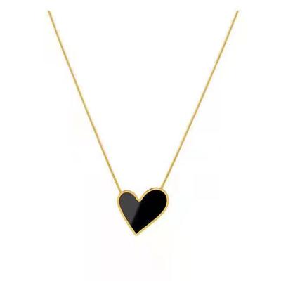 China Fashion Necklace Fashion Design Black Heart Shaped Pendant Necklace For Women Stainless Steel Material Does Not Fade for sale