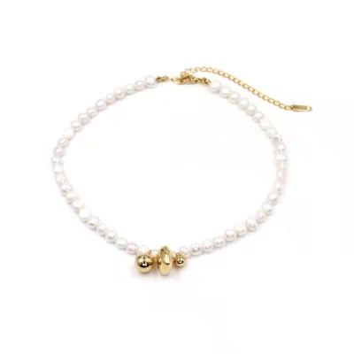 China Hiphop 6-8mm Natural Freshwater Pearl Necklace Spring Trend Baroco Style New for sale