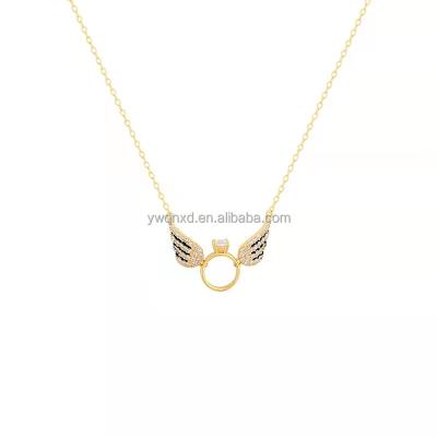 China Fashion Angel's Guardian Necklace 14K Gold Brass Pendant Set Fashionable Women Jewelry for sale