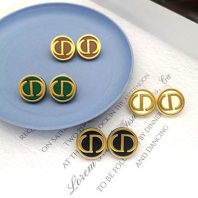 China 2021 925 Fashionable retro silver high-end Internet feel earrings Korean circle letter needle letter needle retro earrings for sale