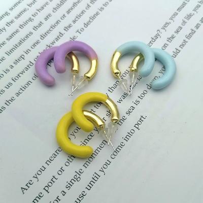 China Simple Stud 14K Gold Earrings Ring Chandelier C Drop Designer Earrings 2022 New Fashionable Japanese Style Pastel Colorful Hot Female Earrings for sale