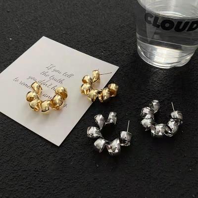 China FASHIONABLE 925 Ins High Quality Air Fresh 925 Needle Silver Ear Wire Telephone Wiring Spiral Earrings Minority Design Female Sense for sale