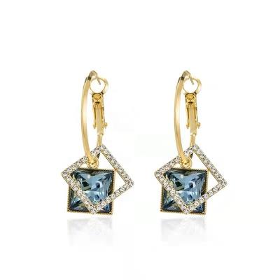 China TRENDY high quality environment friendly 18K crystal earrings, colorful crystal dangle earrings, micro-inlaid zircon with elegant, for sale