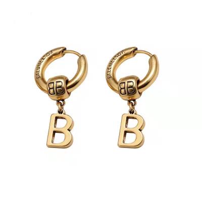 China TRENDY Fashion Vintage European Earrings Letter Dangling High Quality Brass Earrings for sale