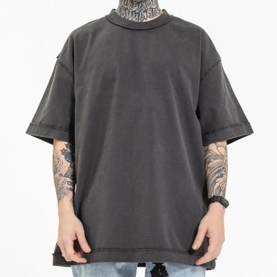 China Vintage Washed Men's Vintage Washed Shoulder Anti-shrink Hot Sales Drop T-shirt Loose Oversize Custom Made High Quality Designer for sale