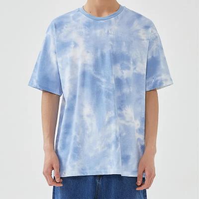 China 100% Cotton Oversized Customizable Screen Printing Men's Link Dye T-shirt Custom Wholesale Anti-Shrink Drop for sale