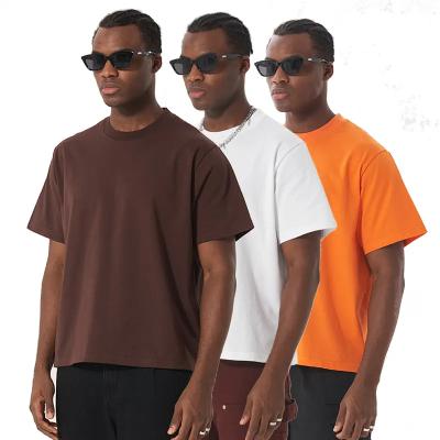 China Fashion Custom Plain Cropped Oversized Solid Cotton Men's 100% Boxy Fit T-Shirt Anti-Shrink T-Shirt for sale