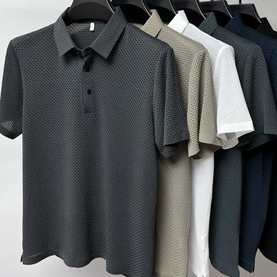 China 2023 Summer High Quality QUICK DRY Ice Silk New Golf Quick Dry Polo Shirt Solid Color Loose Men's Polo Shirts for sale