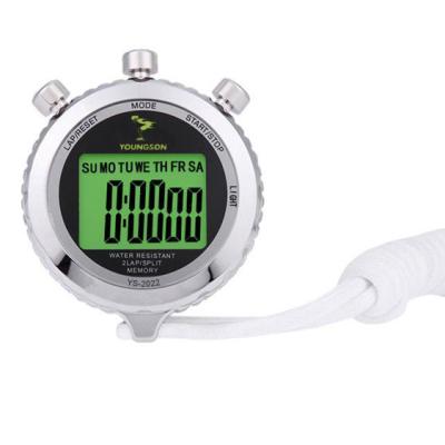 China EL Backlight Small Sliver Color Professional Handheld Chronograph Sports High Rating Stopwatch for sale