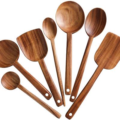 China Sustainable 6pcs Kitchen Utensils Set Kitchenware Wooden / Bamboo Acacia Wood Cooking Tool Kits for sale