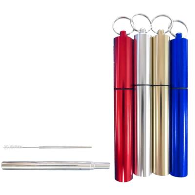 China Beverage Travel Outdoor Household Metal Telescopic Drinking Straw With Brush Collapsible Drinking Straw for sale