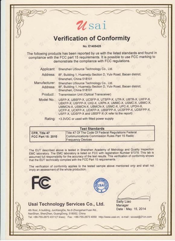 FCC - Shenzhen USource Technology Co., Ltd