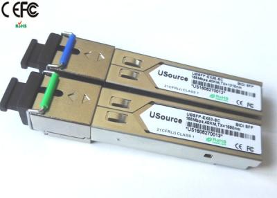 China 155Mbps 40km 1310nm/1550nm SFP Optical Transceiver single fiber SC SFP WDM for sale