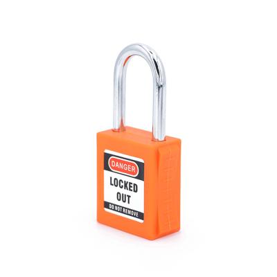 China Key Lock 6mm 38mm Lockout Loto Occupational Safety Lockout Padlock Seal Safty Long Shackle Key Safe Orange Padlock for sale