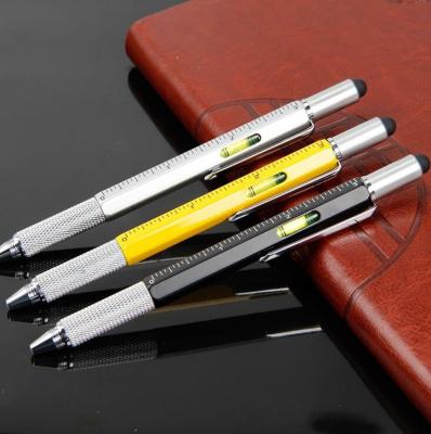 China Metal tool pen 6 in 1 Multi function roller pen with screwdrivers touch phone pen for sale