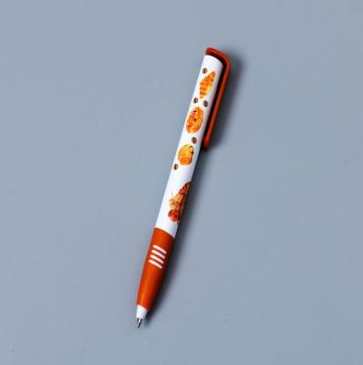 China heat transfer printing logo ball point pen grip plastic pen for sale