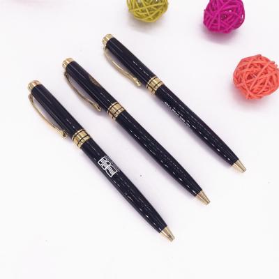 China silm barrel metal pen with gold part logo ball pen for sale