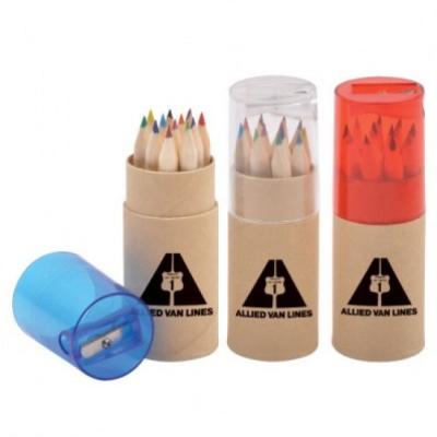 China 3.5 inch 6pcs natural  colour pencil set with sharpener custom gift mini color pencil for sale