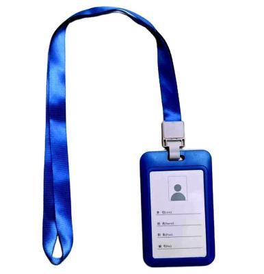 China Hot selling push card cover nylon integrated buckle hanging rope combination,student card cover,ID card cover Push clip nylon integrated buckle Lanyard for sale