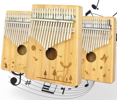 China China Supplier 17 Thumb Finger Bamboo Keyboard Marimba Wooden Kalimba Sanza Wooden Musical Instrument LB-MB010 for sale