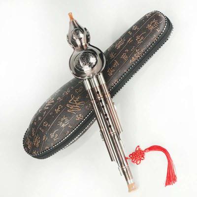 China Chinese Handmade Hulusi Metal Gourd Groove Musical Instrument C Copper Clad Ethnic Key For Beginner Music Lovers LB-FLS02 for sale