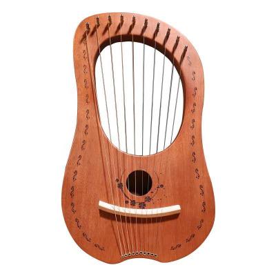 China Promotion 10 Strings Popular China Lyre Solid Mahogany Wood Harp for sale