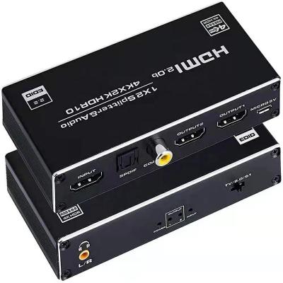 China Plug and Play OZF6A 4K HDMI Splitter 1 in 2 with 3.5mm Audio Jack + Coaxial + SPDIF Extract Function 4K@60Hz HDR HDCP2.3 3D Audio Support for sale