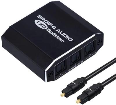 China OZG1 Plug and Play 1 in 3 Digital SPDIF Toslink 1x3 Fiber Optic Audio Splitter with Fiber Optic Cable for Digital DTS 5.1 PCM Dolby LPCM for sale