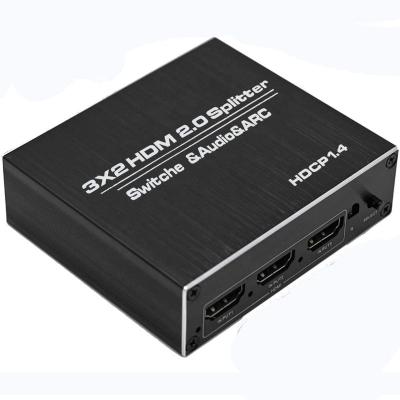 China Aluminum Alloy OZQ8 HDMI 3X2 4K@60Hz Splitter With TOSLINK&R/L 3.5mm Extractor Hdmi Ultra HD 1080P Audio Changer Supports CURVE for sale