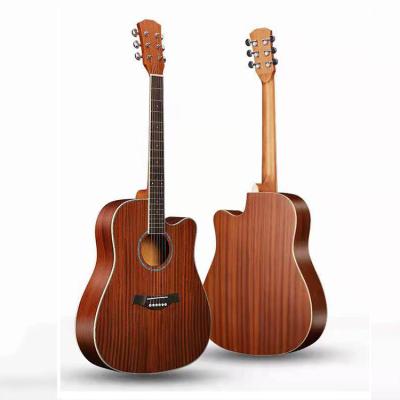 China Wholesale Price Sapele Wood 41 Inch Folk Guitar Full-Enclosed Button White Or Customized Color for sale