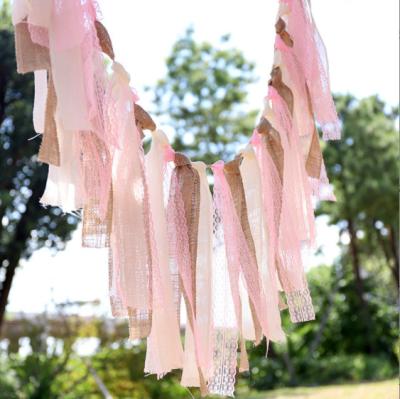 China Decoration Canvas Lace String Flag Party Sustainable European And American Wedding Flag for sale