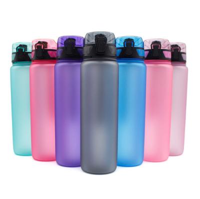 China Gradient Large Capacity Plastic Space Sports Straw Cup Bounce Lid Outdoor Portable Stocked Water Bottle For Men And Women for sale