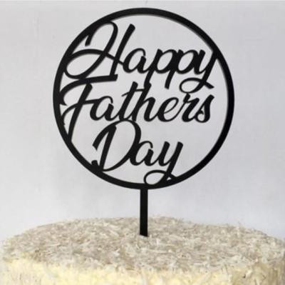 China Round Happy Father's Day Acrylic Happy Mother's Day Cake Decoration Insert Card Cake Toppers for sale