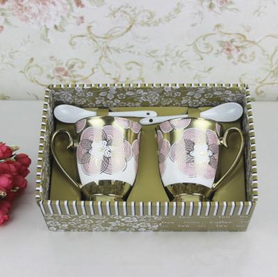 China Minimalist European Gold Plated Ceramic Coffee Cup Mug Wedding Gift Tumbler for sale