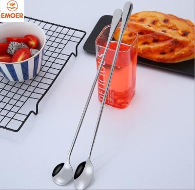 China Durable Long Handle Round Shape Stainless Steel Coffee Stirring Spoon for sale