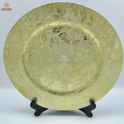 China 13 Inch Disposable Gold Charger Floral Dishes for sale