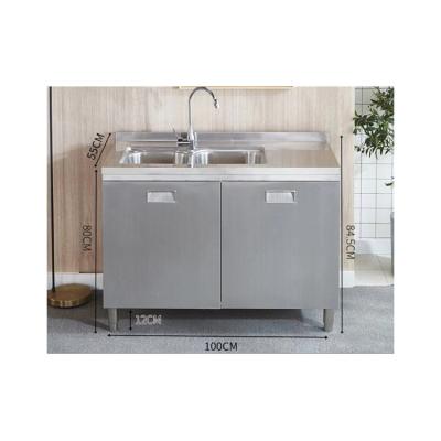 China Latest Chinese style design reasonable price stainless steel cabinet 100 door built-in basin double used sideboards for sale