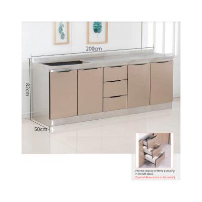 China 2022 Chinese wholesale high quality three plane 200cm pumping (steel cabinet) cooking bench of built-in kitchens for sale