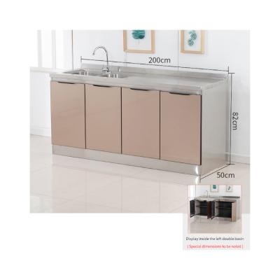 China Chinese high quality double basin cabinet low price 200 five-door modern stainless steel modular kitchen (steel cabinet) for sale