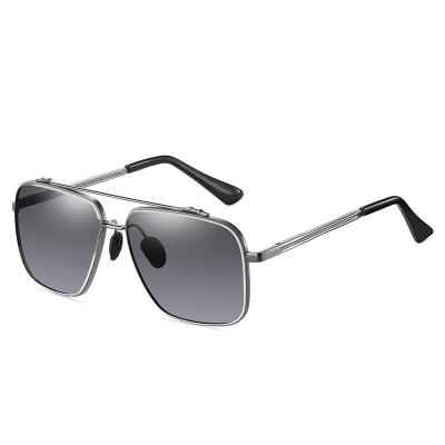 China 2023 Fashion Square Gradient Beam Metal Sunglasses Shades High Quality Double Glass Men's Sun Glasses for sale