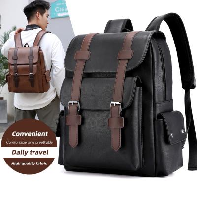 China Custom Made Luxury Waterproof Leather Men's Large Capacity Black School Travel Bags Anti-theft PU Backpack for sale