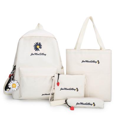 China 2022 new large capacity custom embroidery school bag cartoon girls bag four-piece women set backpack for sale