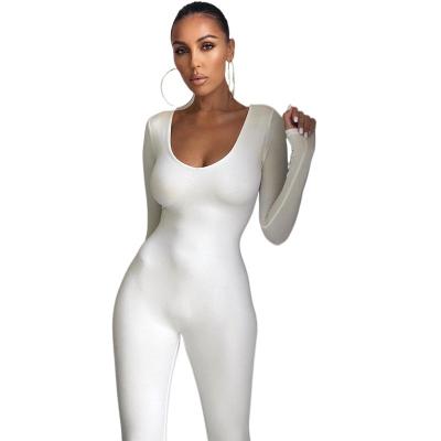 China 2022 fashion QUICK DRY black jumpsuit sexy long sleeve fashion long sleeve lift slim women's jumpsuit for sale