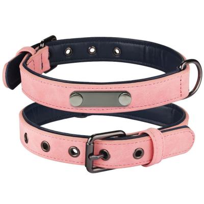 China Sustainable Sustainable Wholesale Padded Leather Breathable Heavy Duty Pet Dog Collar with Adjustable Rust Resistant Metal Buckle for sale