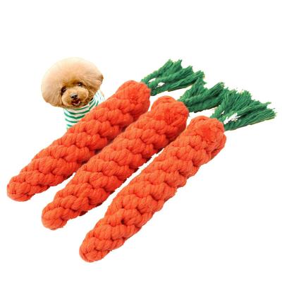 China Sustainable Sustainable Dog Toys Carrot Biting Rope Pet Toy  Dog Biting Braided Cotton Rope Grinding Spot Rope Knot for sale