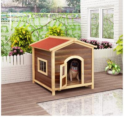 China Windproof Windproof Wholesale Outdoor Wooden Dog House with Door Windows Home Pet  Shelter Kennel for Small Medium Large Animals for sale