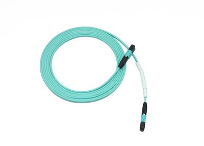 China 3.0mm LSZH Jacket 12 Core OM3 MPO Cable Aqua Color For 40/100G Connectivity for sale